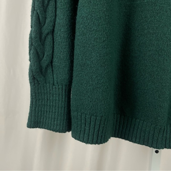 St. John's Bay XXL 2X Emerald Green Cowl Turtleneck Sweater Cable Knit Sleeve - Picture 3 of 7